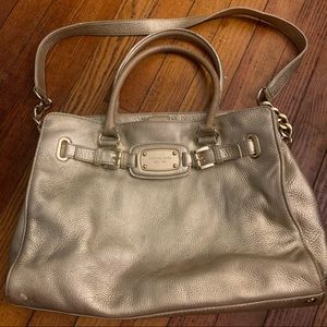 Micheal Kors Gold Pebble Leather Satchel